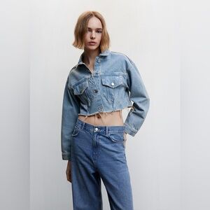 Mango 
Frayed hem denim jacket